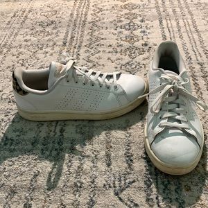 White & leopard print adidas sneakers
